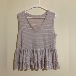 Altar’d State Striped Ruffle Sleeveless Blouse